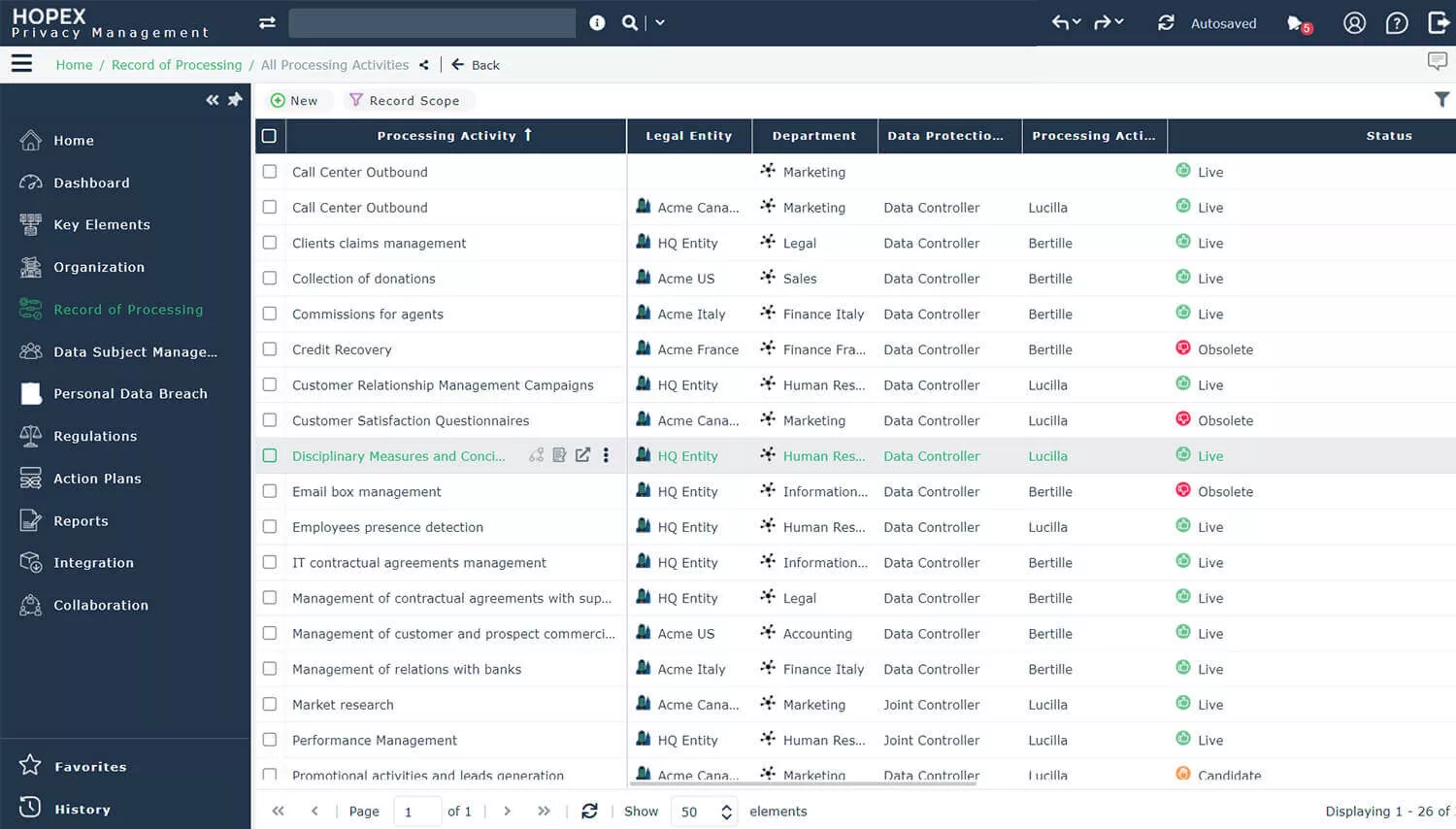 Build your record of processing activities